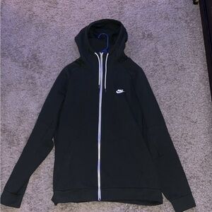Nike Black Full-Zip Hoodie with White Accents